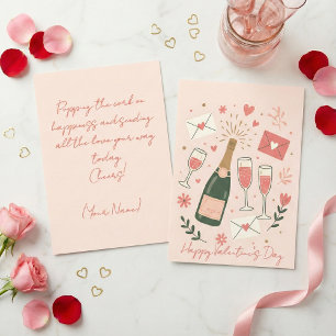Knallkorken Champagner Toast Valentinstag Feiertagskarte