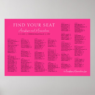 Knallrosa Fuchsien Hochzeitsalphabetische Sitzordn Poster