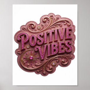 Knallrosa POSITIVE VIBES Poster