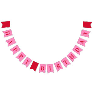 Knallrosa Rot Chic Alles Gute zum Geburtstag Wimpelkette
