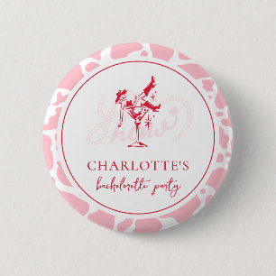 Knallrosa Western-Junggesellinnenabschied Button