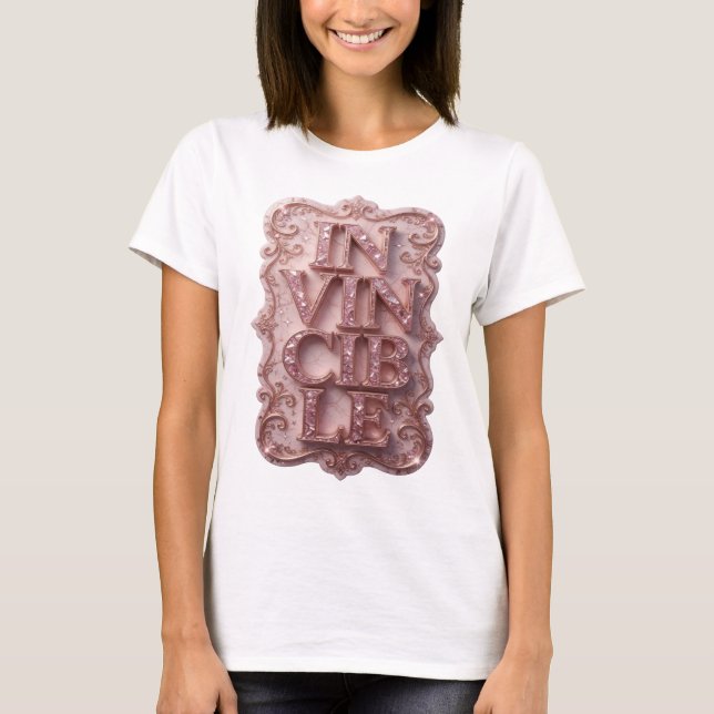 Knappe rosa UNSICHTBARE Schrift T-Shirt (Vorderseite)