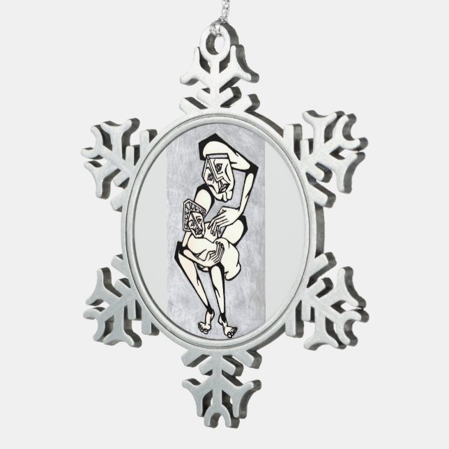 KNASH Madonna und Kind Schneeflocken Zinn-Ornament (Rechts)