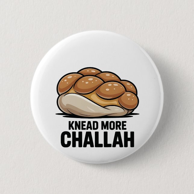 Knead more Challah Juden Backen Button (Vorderseite)