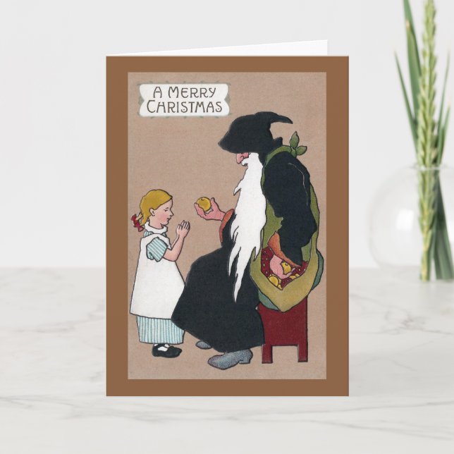 Knecht Ruprecht Vintages WeihnachtsFolklore Feiertagskarte (Vorderseite)