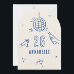 Knechte handgezeichnete Arche Geburtstagsgetränke  Einladung<br><div class="desc">Creme und blau whimsical Hand gezeichnet editierbare Alter Geburtstag Getränke Cocktail Disco Ball-Coquette Party einladen.</div>