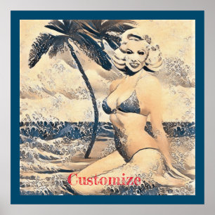 Kneeling Blonde Bikini Modell Thunder_Cove Poster