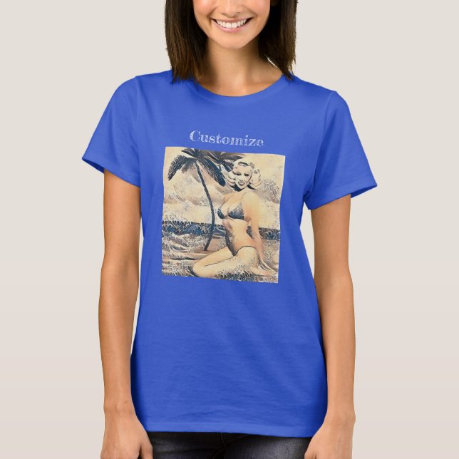 Kneeling Blonde Bikini Modell Thunder_Cove T-Shirt (Vorderseite)