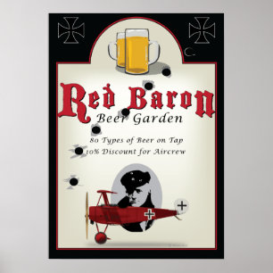 Kneipen-Zeichen, roter Baron Beer Garden Poster