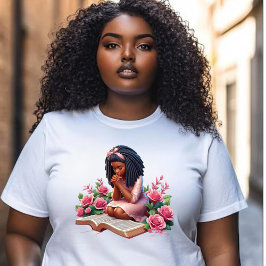Kneten im Gebet - Rosa Flora - Afrikanischer Ameri Große Größe T-Shirt