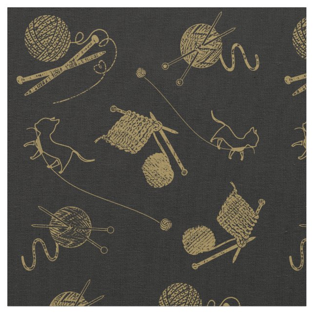 Knetkatzen mit Garnnnadeln Stoff (Nahaufnahme)