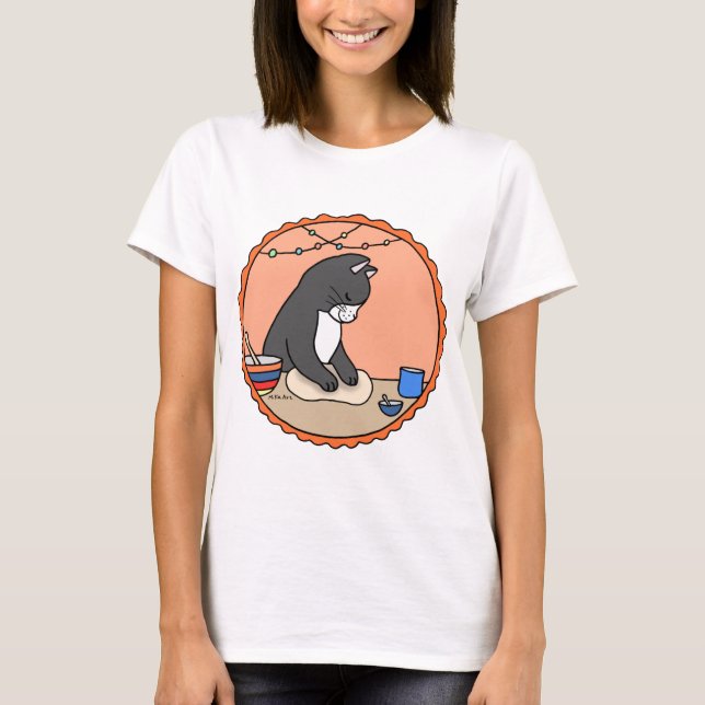 Knetkatzenbacken Lover Tuxedo Katzenliebhaber T-Shirt (Vorderseite)