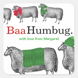 Knetköpfe Weihnachtsschaf mit Decke Schal Quadratischer Aufkleber