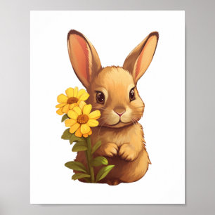 Knickelillustration eines Hasen Poster