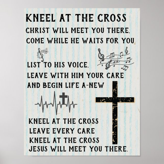 Knie am Kreuz - Christlich Poster (Vorne)