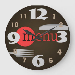 Knife And Fork Kitchen Clock with Large Numbers Große Wanduhr