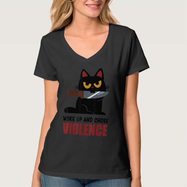 Knife Cat Woke Up And Chose Violence  Tee (Vorderseite)