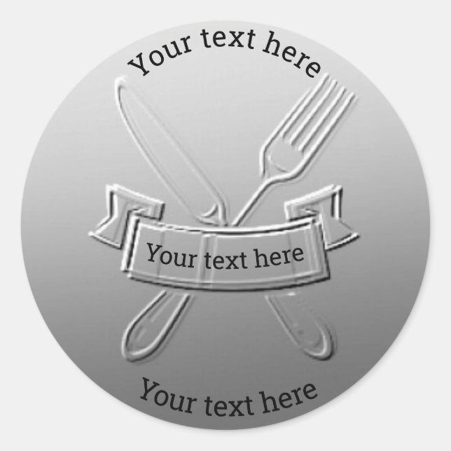 Knife Fork Customizable Coin Art Design #silv06 Runder Aufkleber (Vorderseite)
