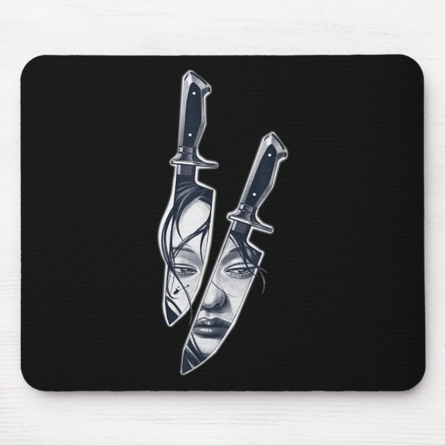 Knife Girl Tattoo Mousepad (Vorne)