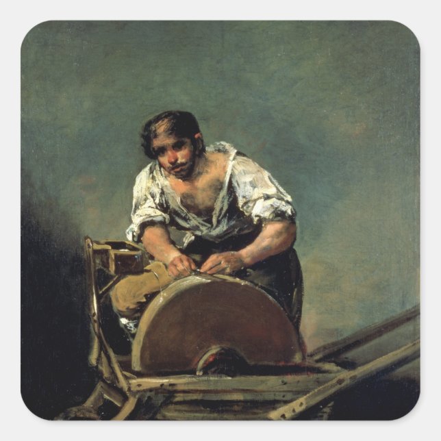 Knife-Grinder, c.1808-12 Quadratischer Aufkleber (Vorderseite)
