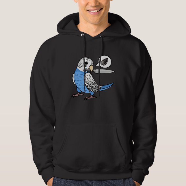 Knife Parrot Wants Seeds I Blue Budgie Budgerigar Hoodie (Vorderseite)