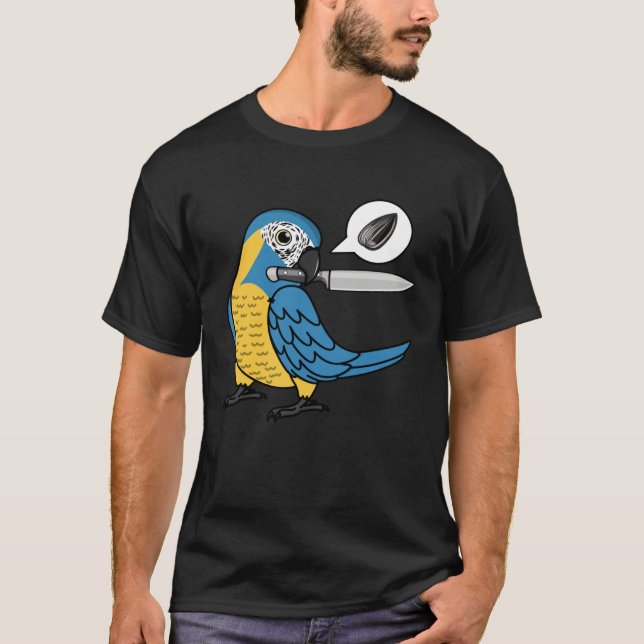 Knife Parrot Wants Seeds I Blue throated Macaw T-Shirt (Vorderseite)