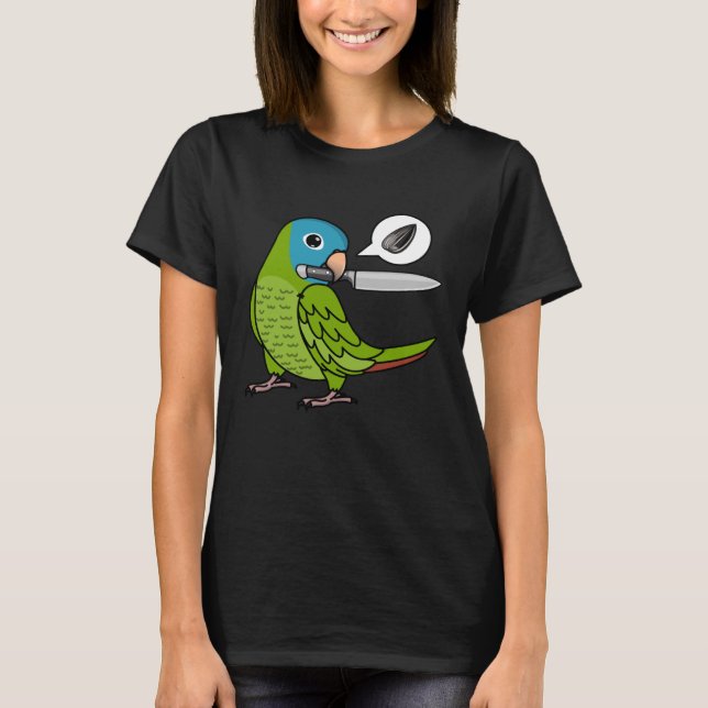Knife Parrot Will Samen in blauer Krone T-Shirt (Vorderseite)