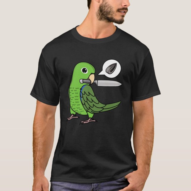 Knife Parrot Will Samen in grünem Paprika T-Shirt (Vorderseite)
