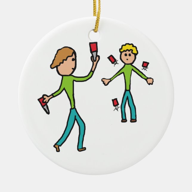 Knife-Throwing Keramik Ornament (Vorne)