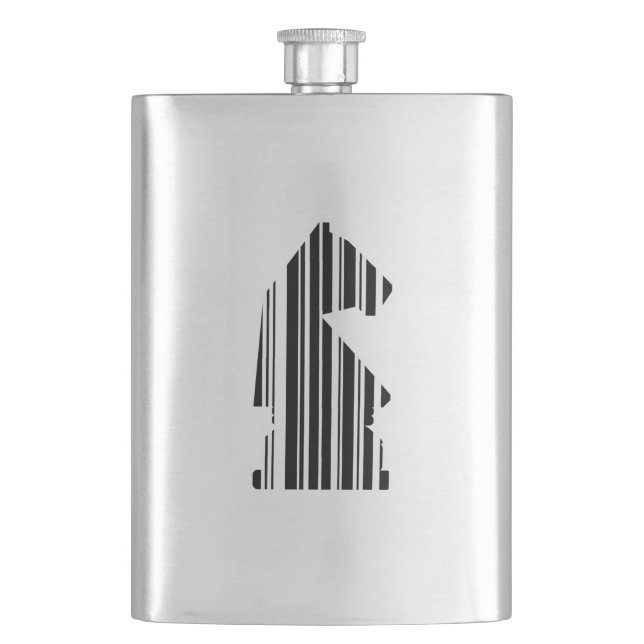 KNIGHT BAR CODE Schachmuster-Design Flachmann (Vorderseite)