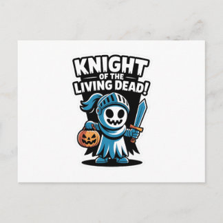 Knight Boo – Spooky Cute Halloween Ghost Sword Feiertagspostkarte