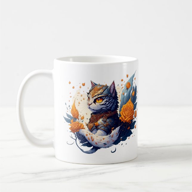 Knight Cat Heroic Warrior und Rose Kinder Kaffeetasse (Links)
