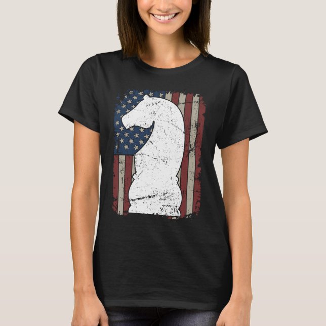 Knight Chess Piece USA Flag  Mens Womens Chess Pla T-Shirt (Vorderseite)