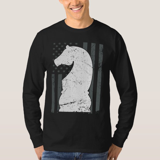 Knight Chess Piece USA Flag  Womens Mens Chess Pla T-Shirt (Vorderseite)