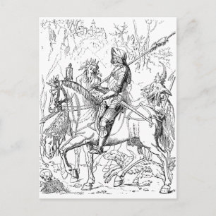 Knight Death & Devil Vintage Holzschnitt-Postkarte Postkarte
