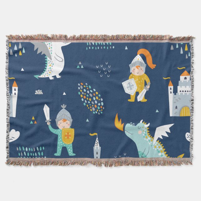 Knight Dragon Castle Childish Pattern Decke (Vorderseite)
