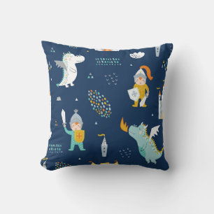 Knight Dragon Castle Childish Pattern Kissen