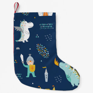 Knight Dragon Castle Childish Pattern Kleiner Weihnachtsstrumpf