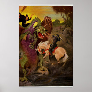 Knight Fighting Dragon von J. Allen St. John Poster