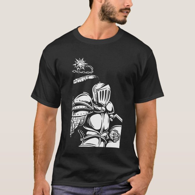 Knight Flail Moderne Schwarze Kunst Trendy T-Shirt (Vorderseite)