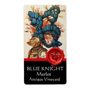 KNIGHT HELMET MIT BLAUEN FEATHERS, RED WAX SIEGEL