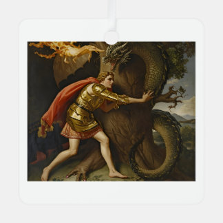 Knight in Golden Armor vs. The Dragon Ornament Aus Metall