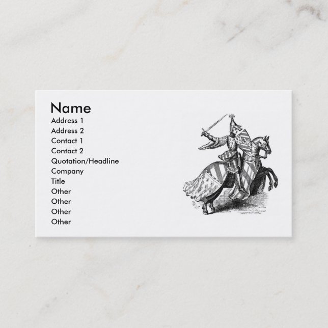 Knight on Horseback Business Card Visitenkarte (Vorderseite)