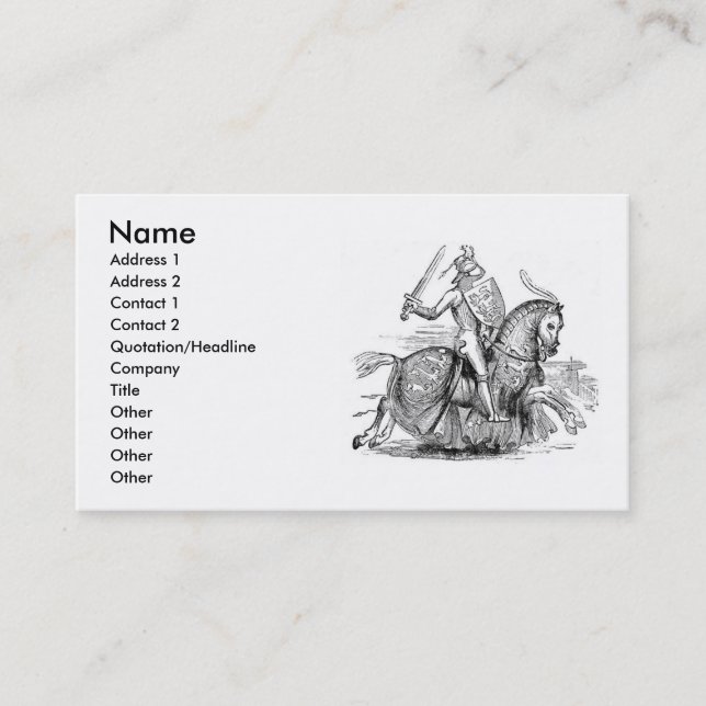 Knight on Horseback Business Card Visitenkarte (Vorderseite)