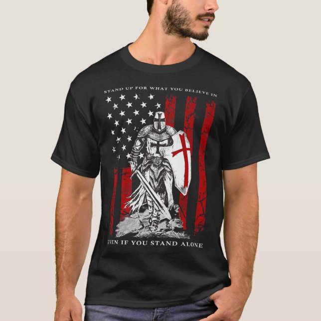 Knight Templar American Flag T-Shirt (Vorderseite)