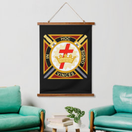 Knight Templar Hanging Tapestry Wandteppich Mit Holzrahmen
