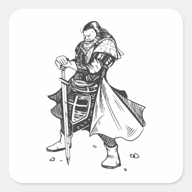 Knight templar quadratischer aufkleber (Vorderseite)