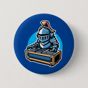 Knight Turntablist - mittelalterliches DJ Cartoon  Button