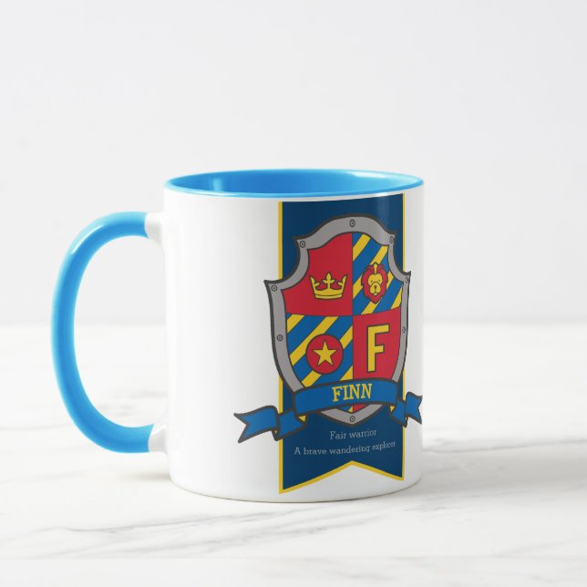 Knight Wappen Red Blue Name bedeutet Finn F Tasse (Links)
