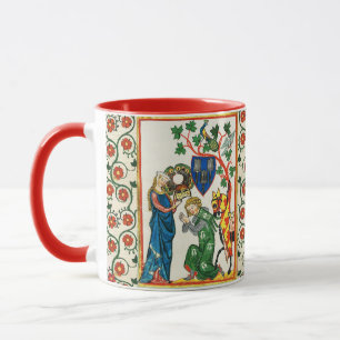 KNIGHT WIRD VON SEINER LADY BEWAHRT, MITTELALTERLI TASSE